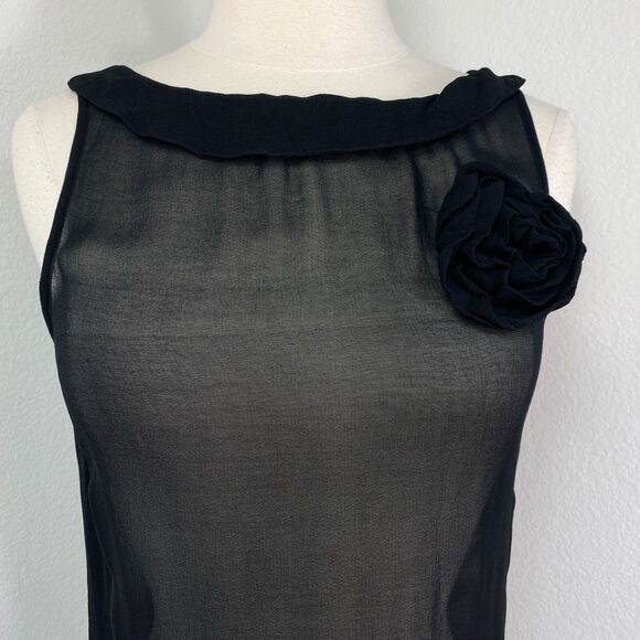 Persaman New York Black Sheer Rayon Shift Dress Small Sleeveless Cocktail Party - Picture 3 of 11